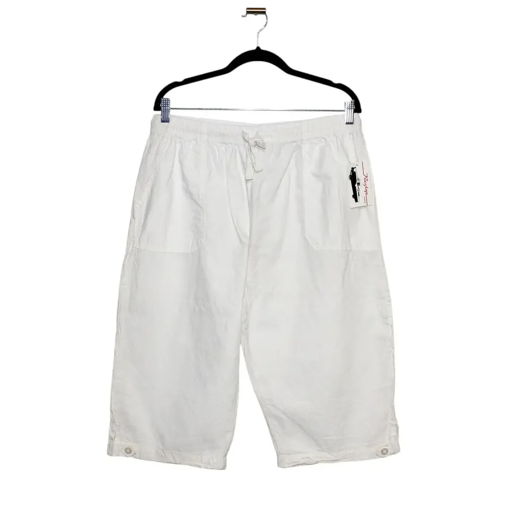 Vintage Ragtop 100% Cotton White Capris Size 1X NWT